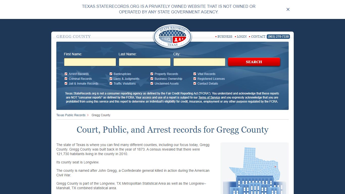 Court, Public, and Arrest records for Gregg County