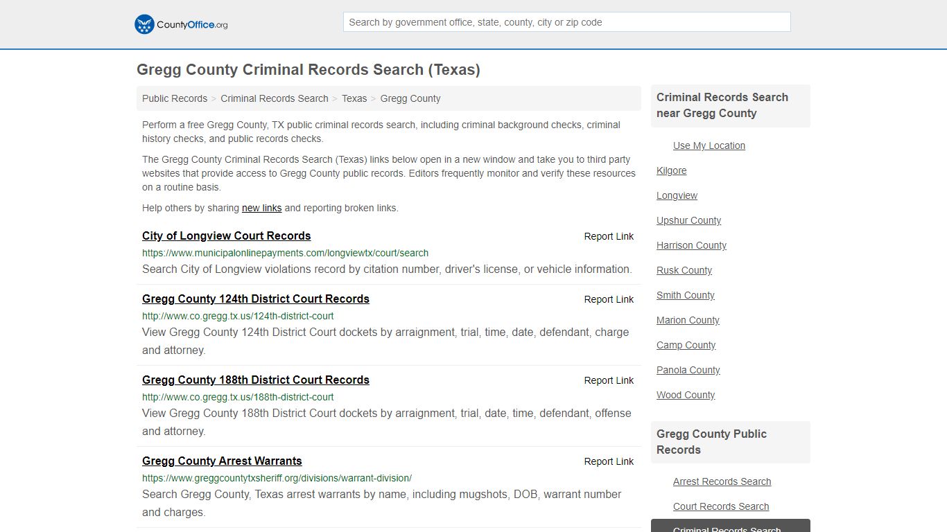 Criminal Records Search - Gregg County, TX (Arrests, Jails ...